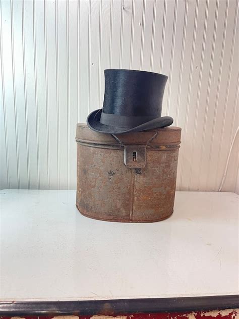 value of 1870 top hat metal hat box|Antique Hat Boxes .